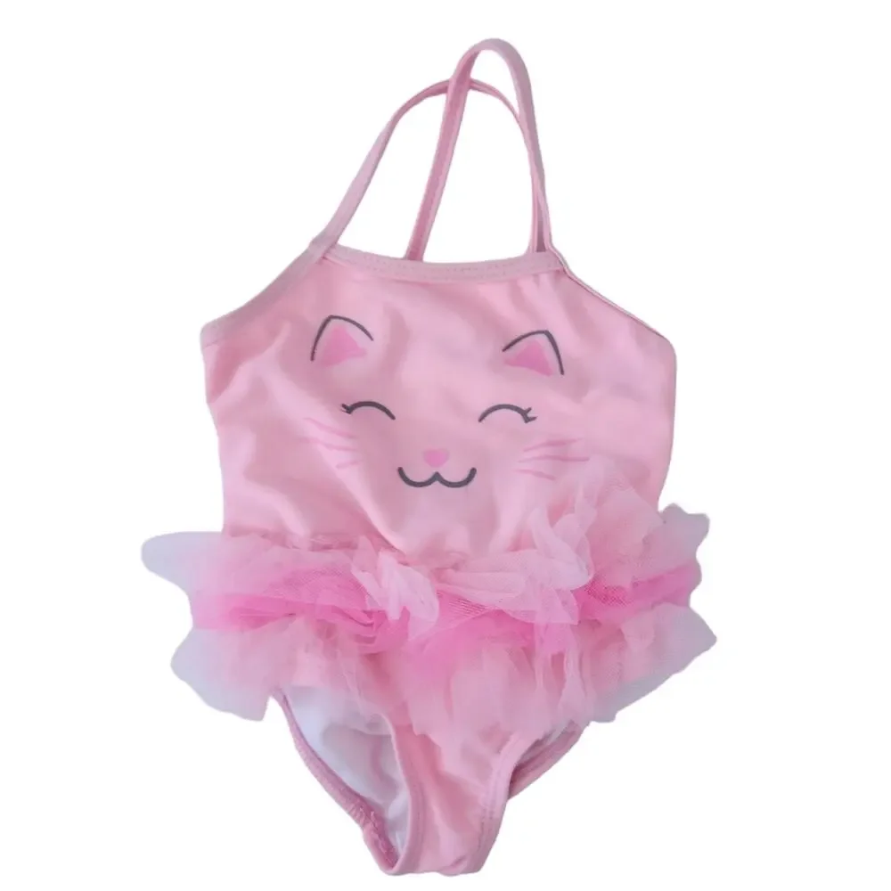 Healthtex Baby Girls One Piece Swimsuit Pink  Kitty Cat Size 6-9 Months, Tutu